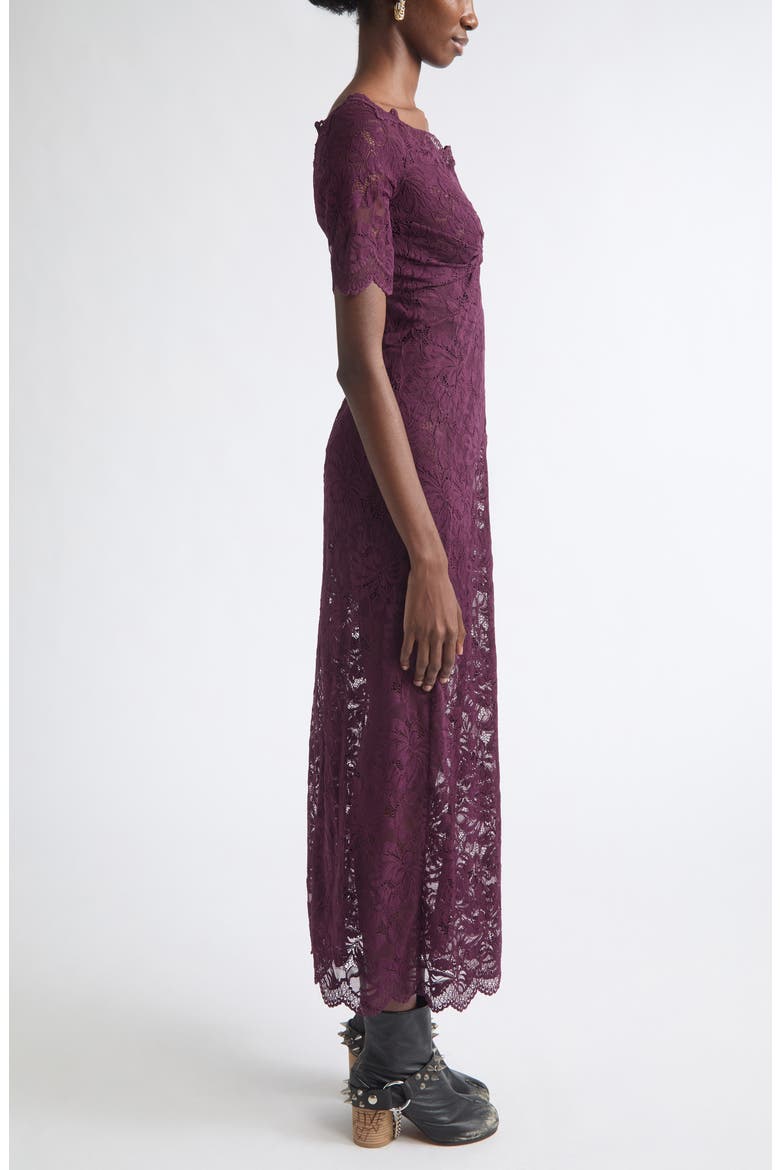 Off the Shoulder Stretch Lace Maxi Dress, Alternate, color, MAGENTA PURPLE