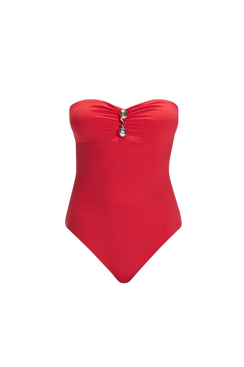 Zephyrine Bandeau Swimsuit, Alternate, color, Red