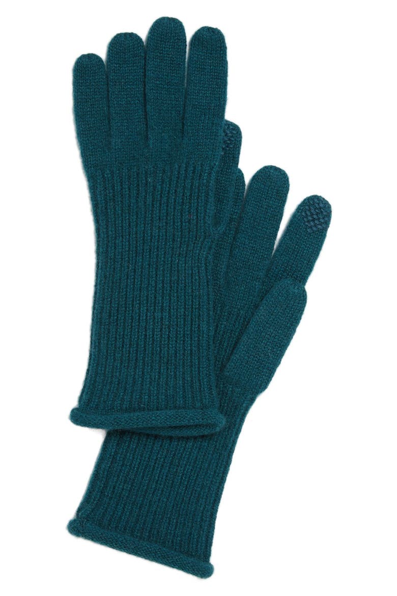 Halogen® 'Touch Tech' Cashmere Gloves, Main, color, TEAL DEEP