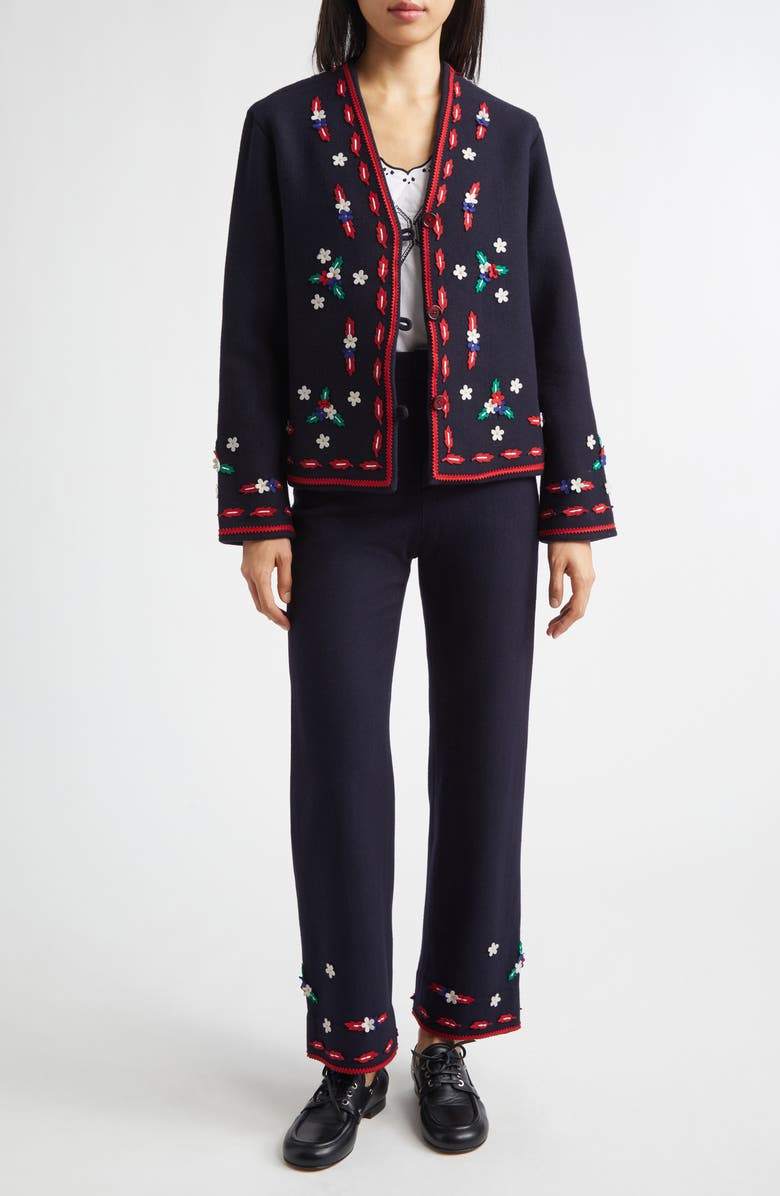 Bode Carroll Wool Trousers, Alternate, color, Navy Red