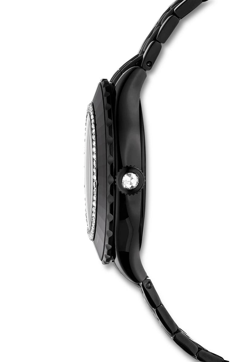 Swarovski Octea Moon Bracelet Watch, 37mm, Alternate, color, Black