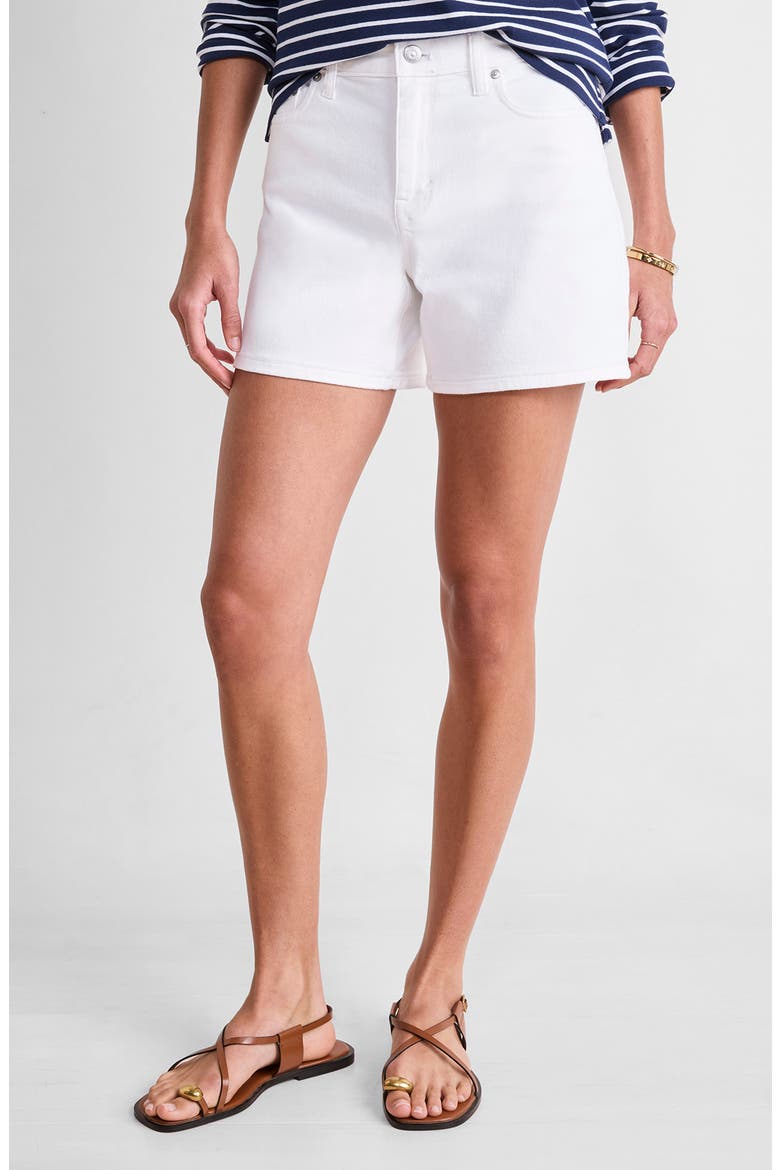 High Waist Denim Shorts, Main, color, WHITE CAP