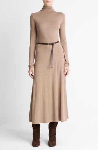 Vince Funnel Neck Long Sleeve Jersey Midi Dress