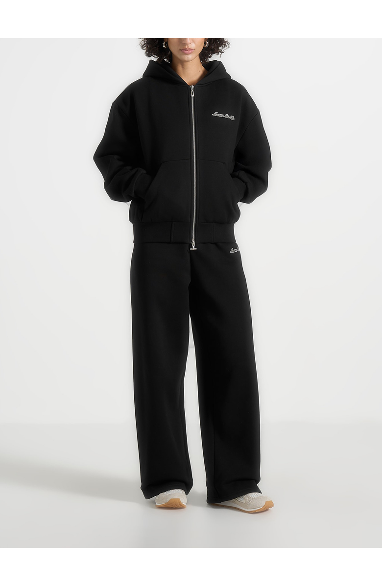 Manière De Voir Unisex Signature Relaxed Fit Zip Hoodie, Alternate, color, Black