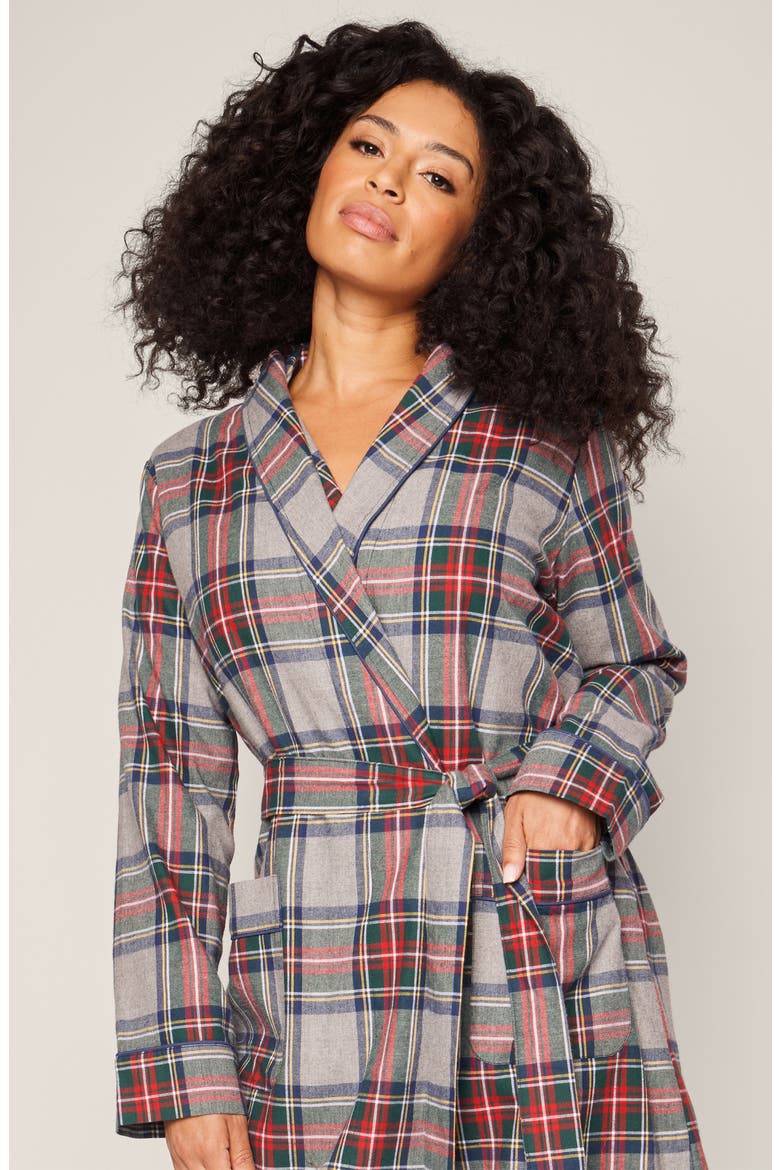 Westminster Tartan Cotton Robe, Alternate, color, GREY