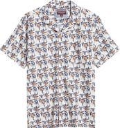 Johnston & Murphy Foliage Print Short Sleeve Cotton & Modal Camp Shirt