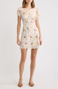 DÔEN Elisaria Lace Trim Silk Minidress