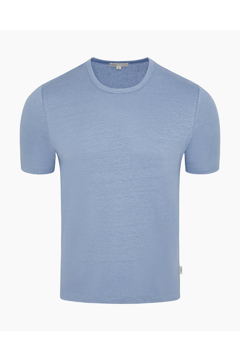 Stretch Linen Crewneck Short Sleeve Tee, Alternate, color, Soft Blue
