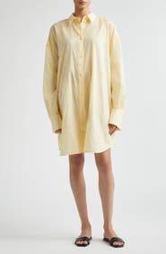 TOTEME Long Summer Long Sleeve Logo Embroidered Shirtdress
