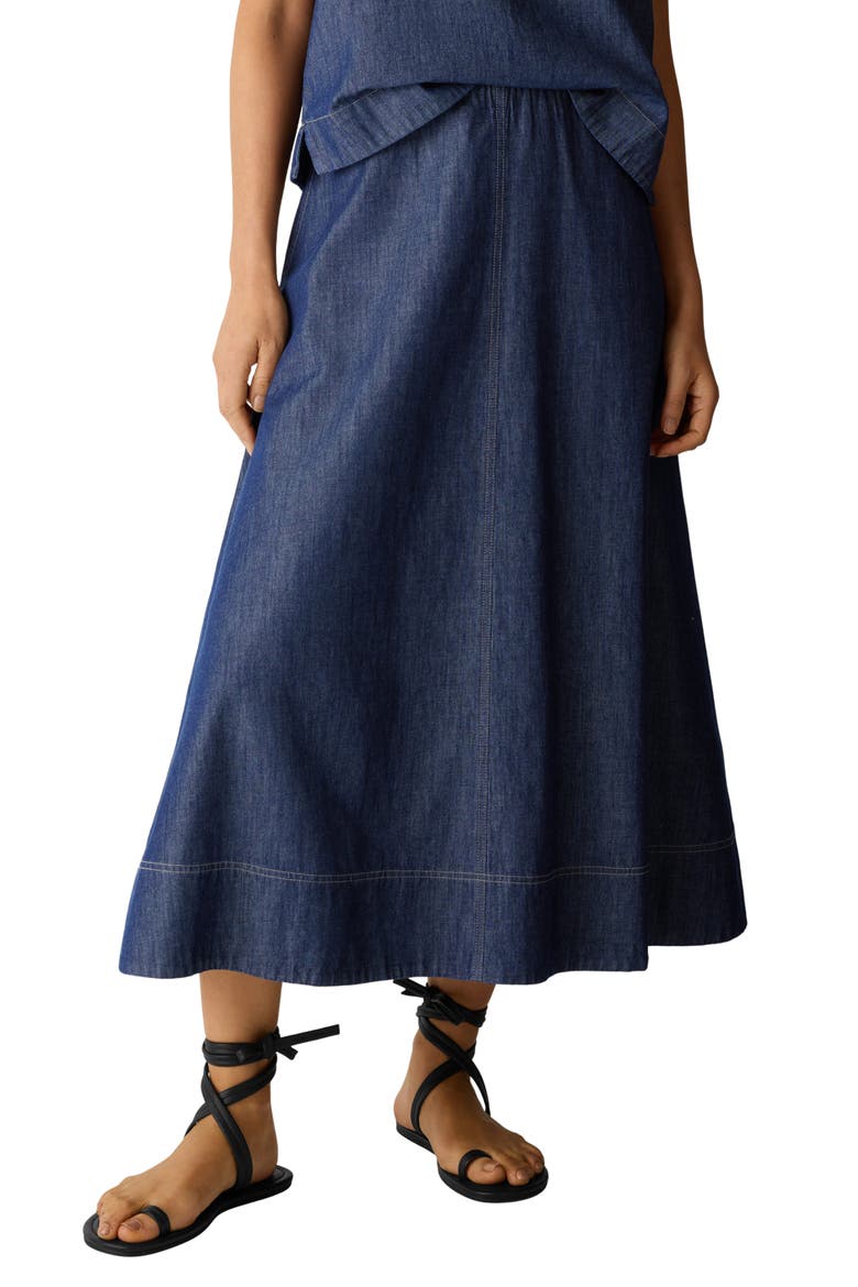 Organic Cotton Denim Skirt, Main, color, DARK INDIGO
