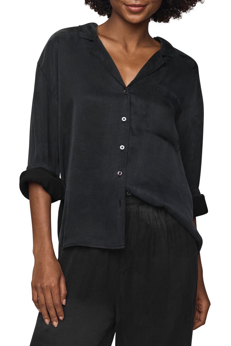 Serena Satin Shirt, Main, color, BLACK