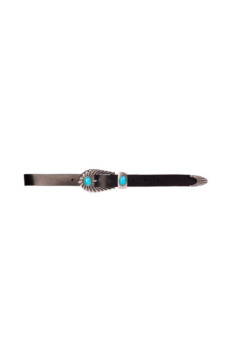BLACK SUEDE STUDIO SPUR BELT, Main, color, Black Leather