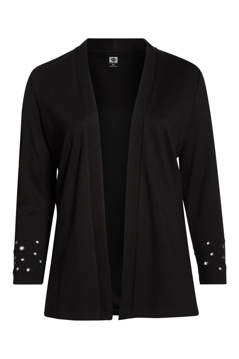 Grommet Detail Open Cardigan, Main, color, ANNE BLACK