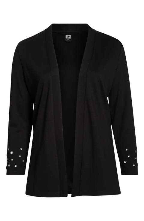 Grommet Detail Open Cardigan