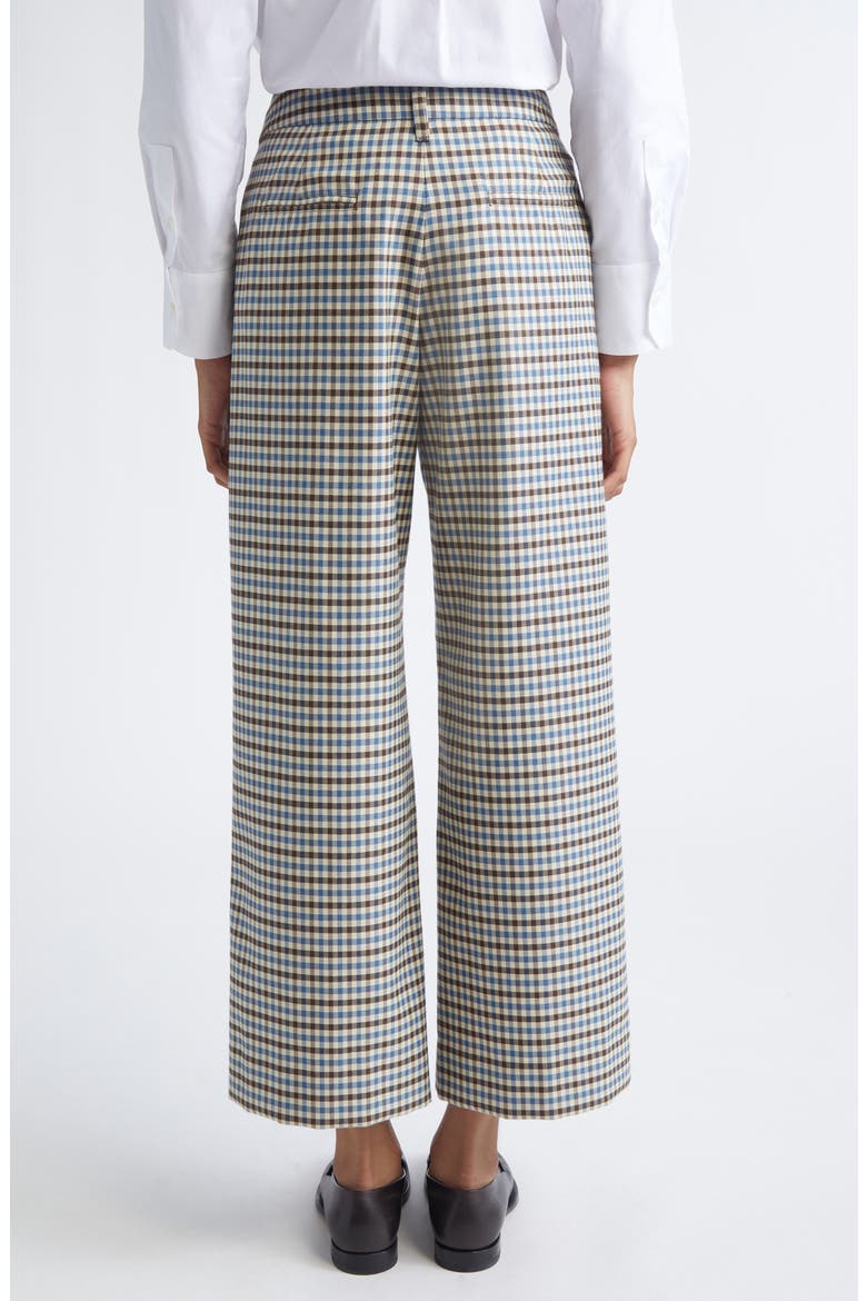 Michelle Check Wool & Cotton Wide Leg Ankle Pants, Alternate, color, LIGHT BLUE