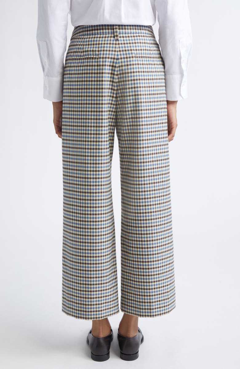 Max Mara Michelle Check Wool 
Cotton Wide Leg Ankle Pants, Alternate, color, Light Blue