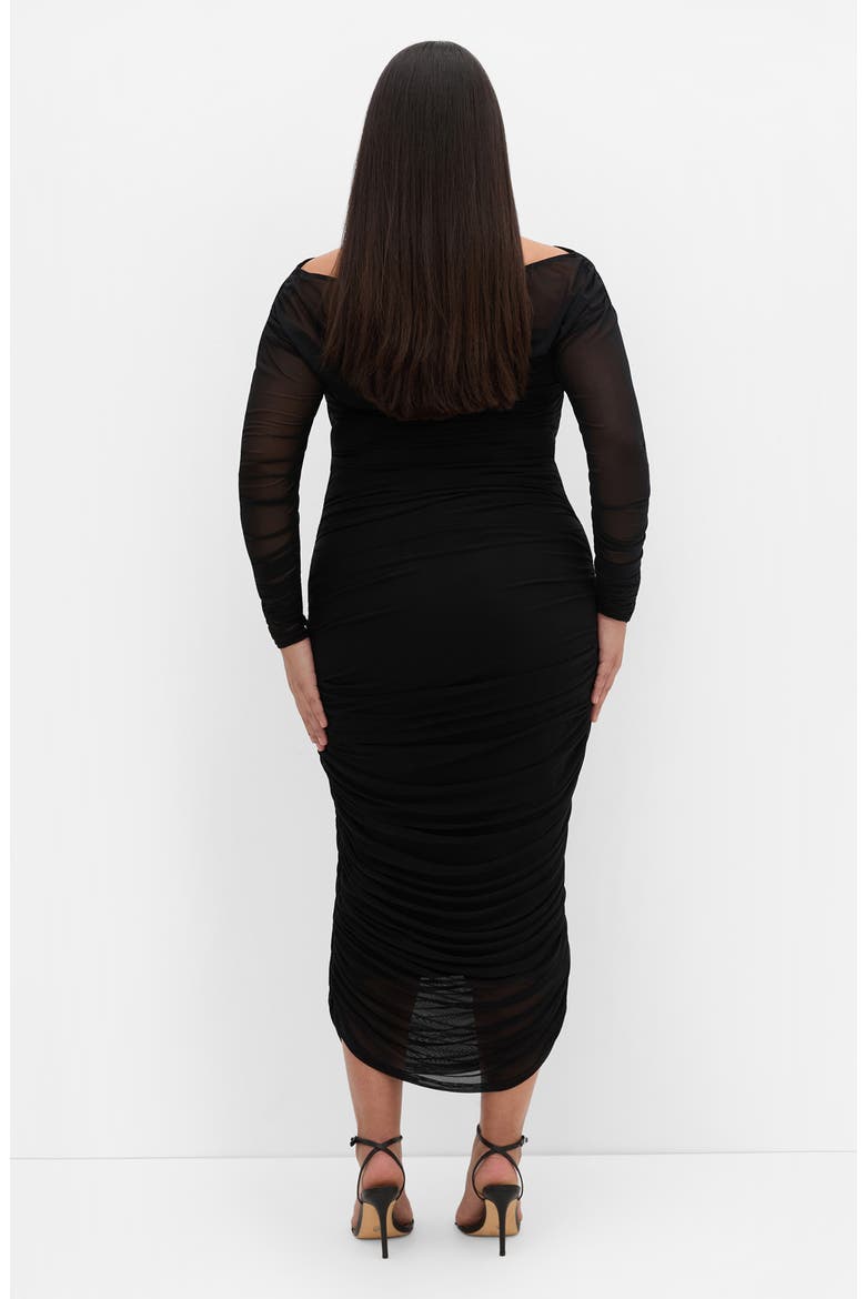 Anastasia Ruched Midi Skirt, Alternate, color, BLACK