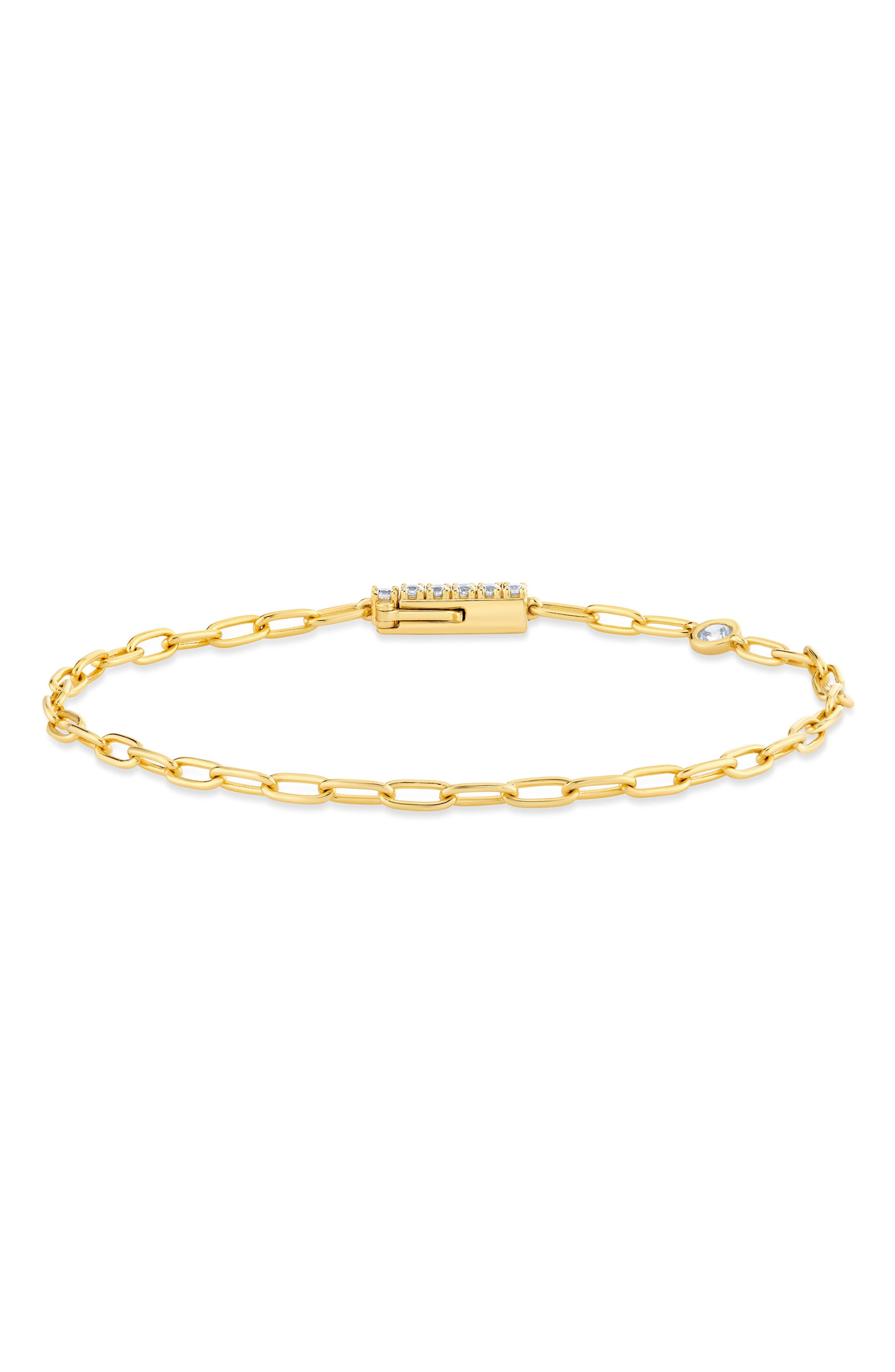 18KT YELLOW GOLD / CLEAR STONE