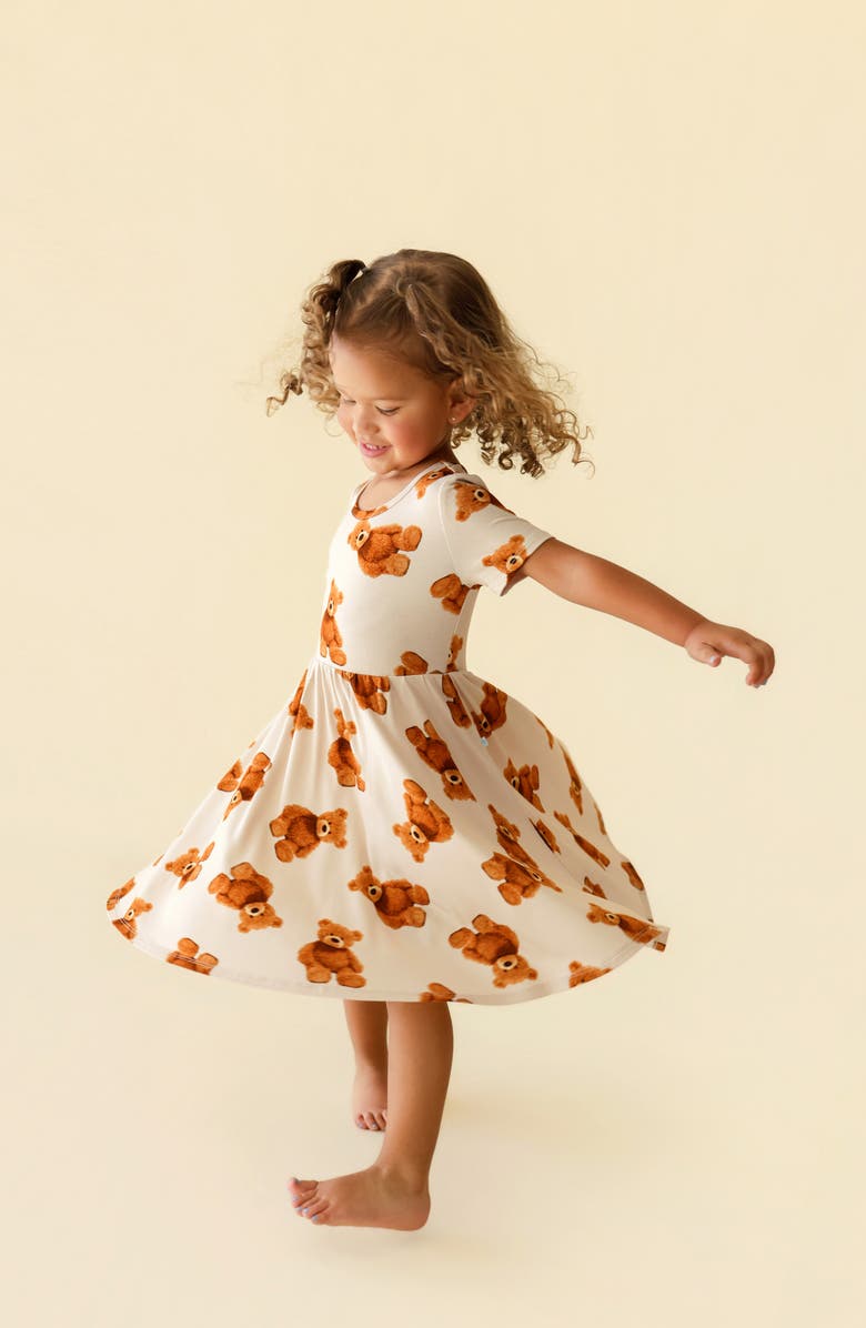 Posh Peanut Kids' Basic Twirl Dress, Alternate, color, Beige