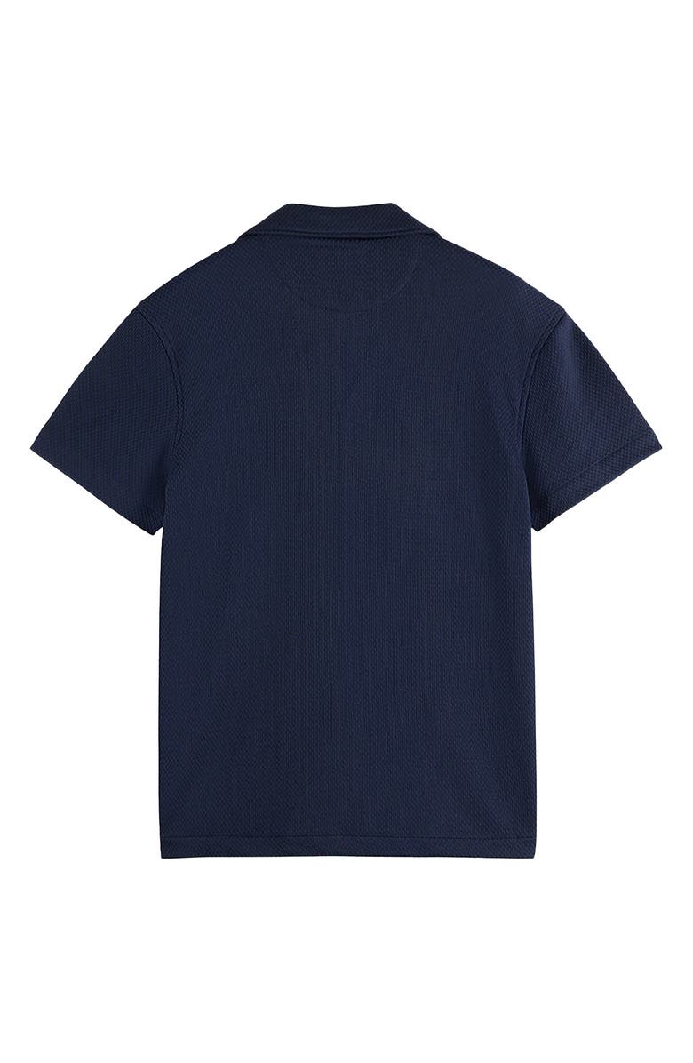 Scotch & Soda Popcorn Jersey Short Sleeve Button-Up Camp Shirt, Alternate, color, Blue Depths