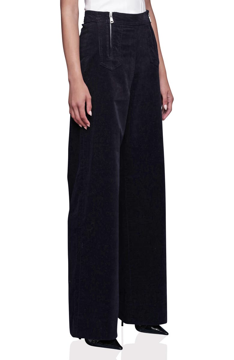 Avec Les Filles Double Zipper Wide Leg Velvet Pants, Alternate, color, Navy