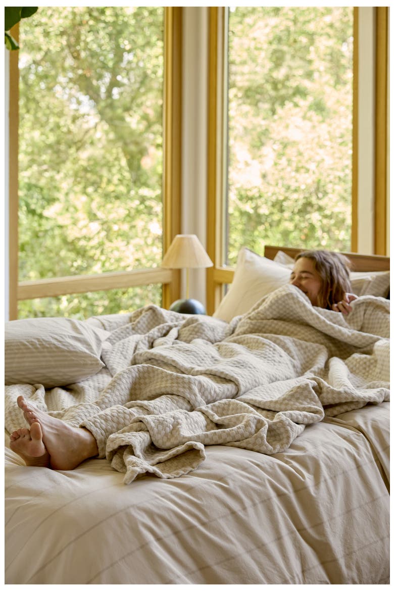 Keys Organic Cotton & Linen Jacquard Coverlet, Alternate, color, BONE AND CREAM