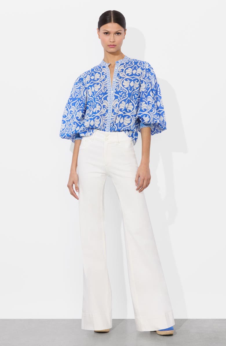 Alice + Olivia April Print Shirt, Alternate, color, Soiree Trueblue