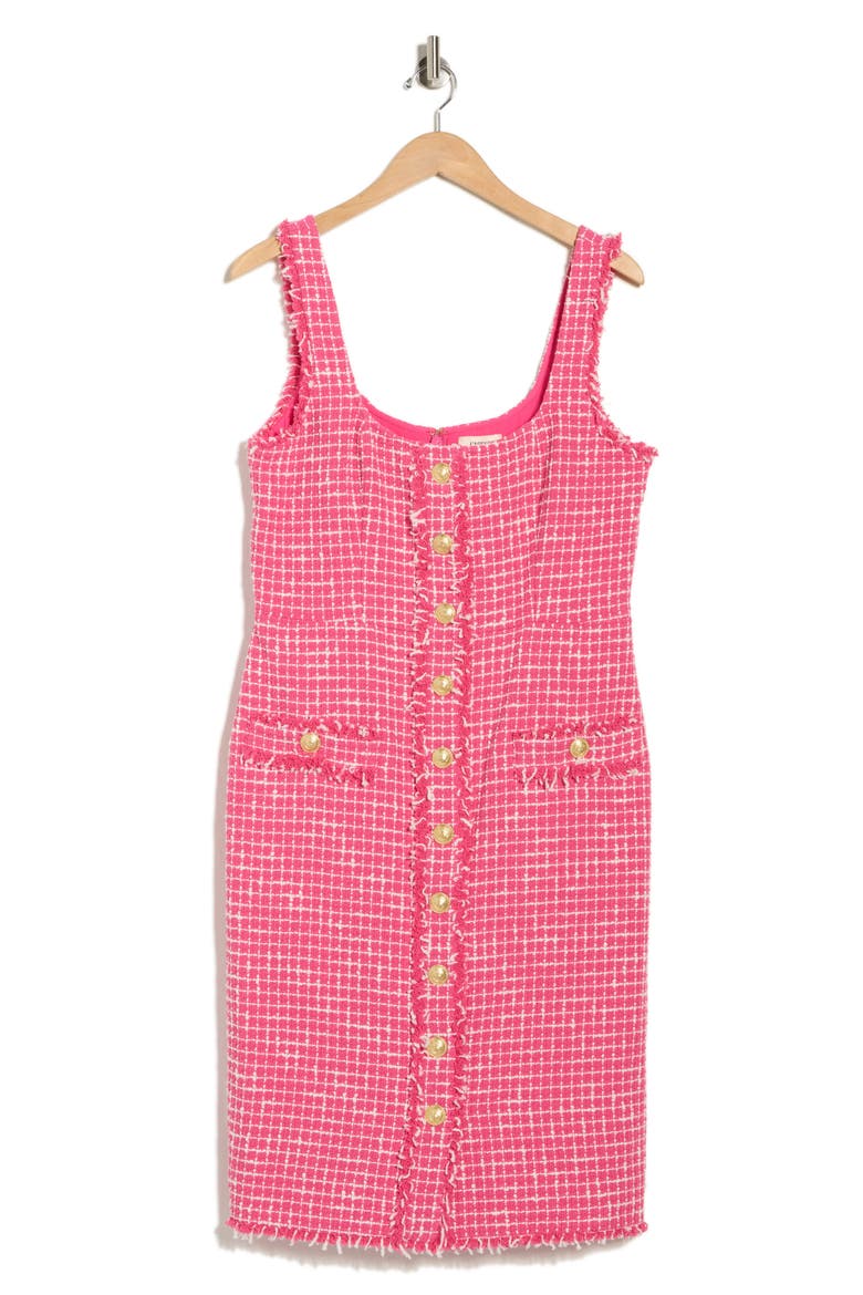Aya Sleeveless Tweed Midi Dress, Alternate, color, PINK/ IVORY