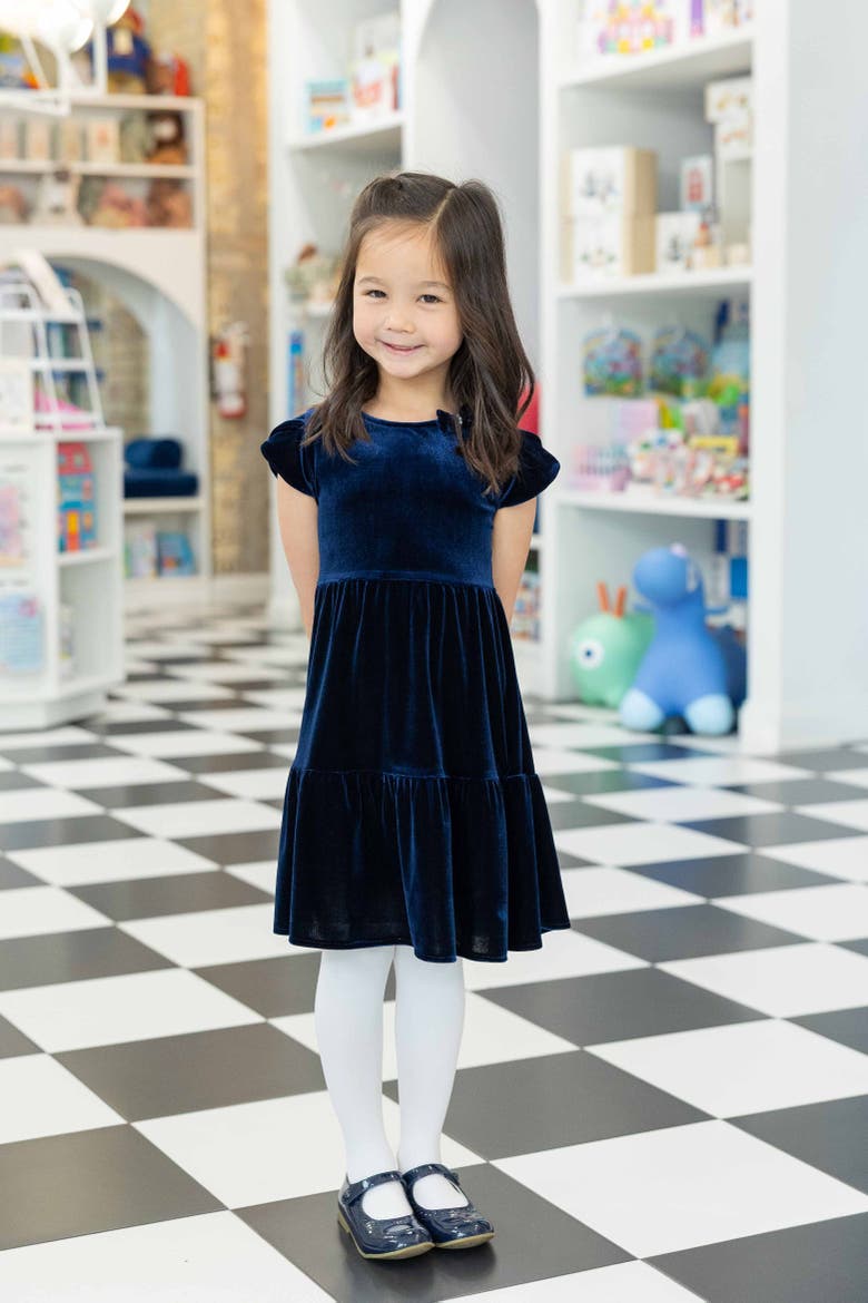 Stretch Velvet Dress with Tulip Sleeves, Alternate, color, Blue Velvet