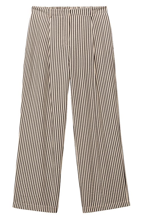 Mango Stripe Textured Straight Leg Pants