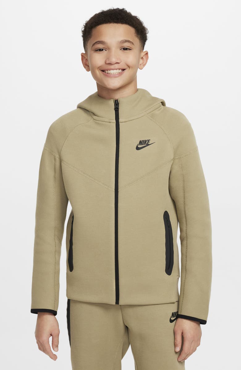 Nike Kids' Tech Fleece Full Zip Hoodie, Main, color, 276 Neutral Olive/Black