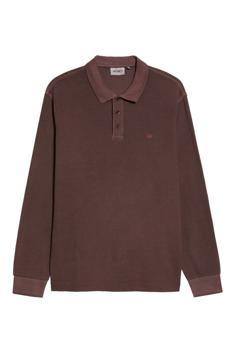 Cotton Waffle Knit Rugby Shirt, Main, color, PALISANDER (GARMENT DYED)