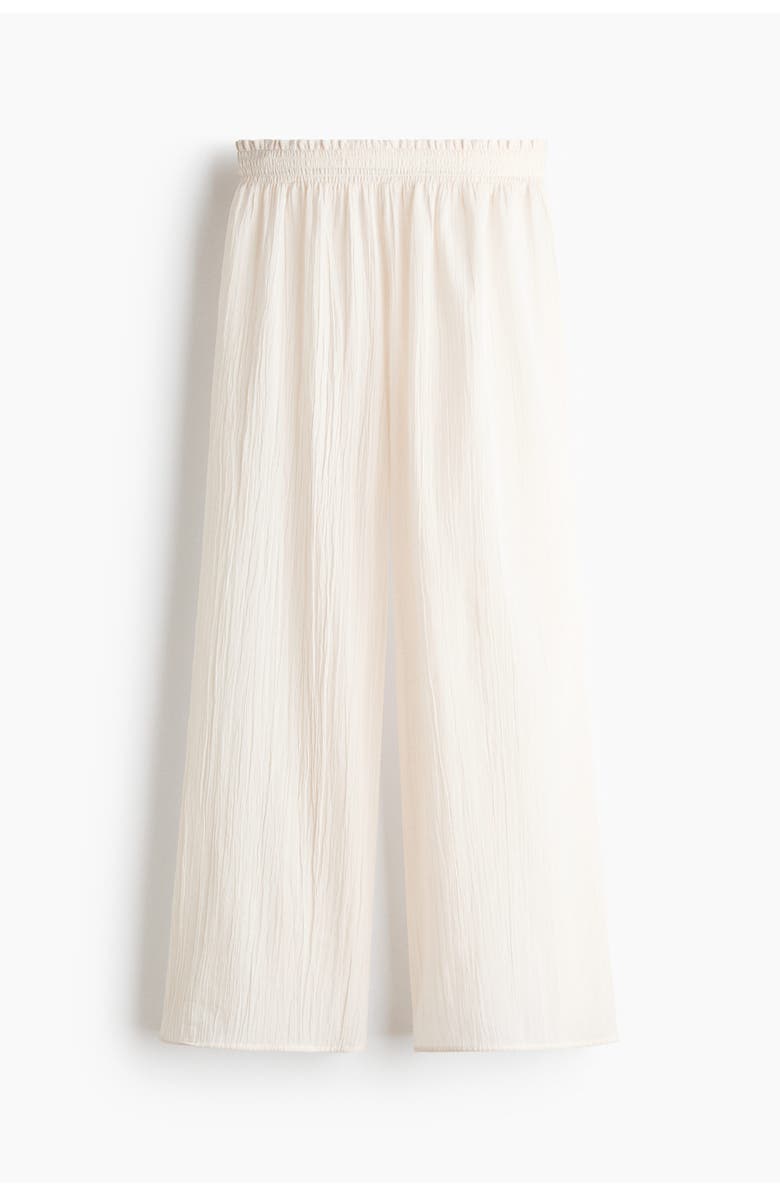 H&M Crinkled Beach Trousers, Main, color, Cream