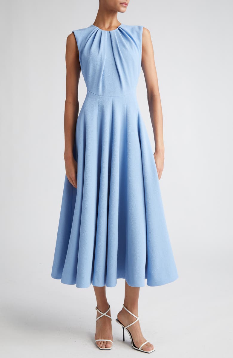 Emilia Wickstead Marlen Pleated Double Crepe A-Line Dress, Main, color,