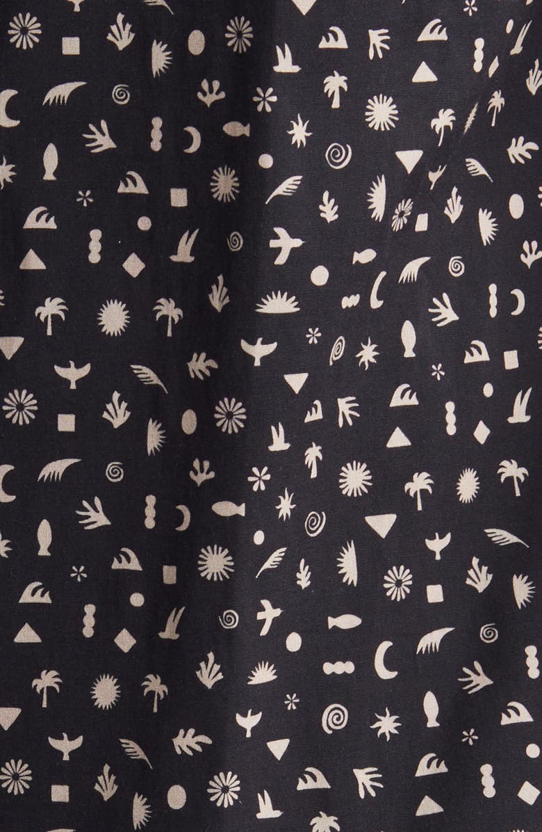 Stone Rose Boho Print Short Sleeve Stretch Button-Up Shirt, Alternate, color, 