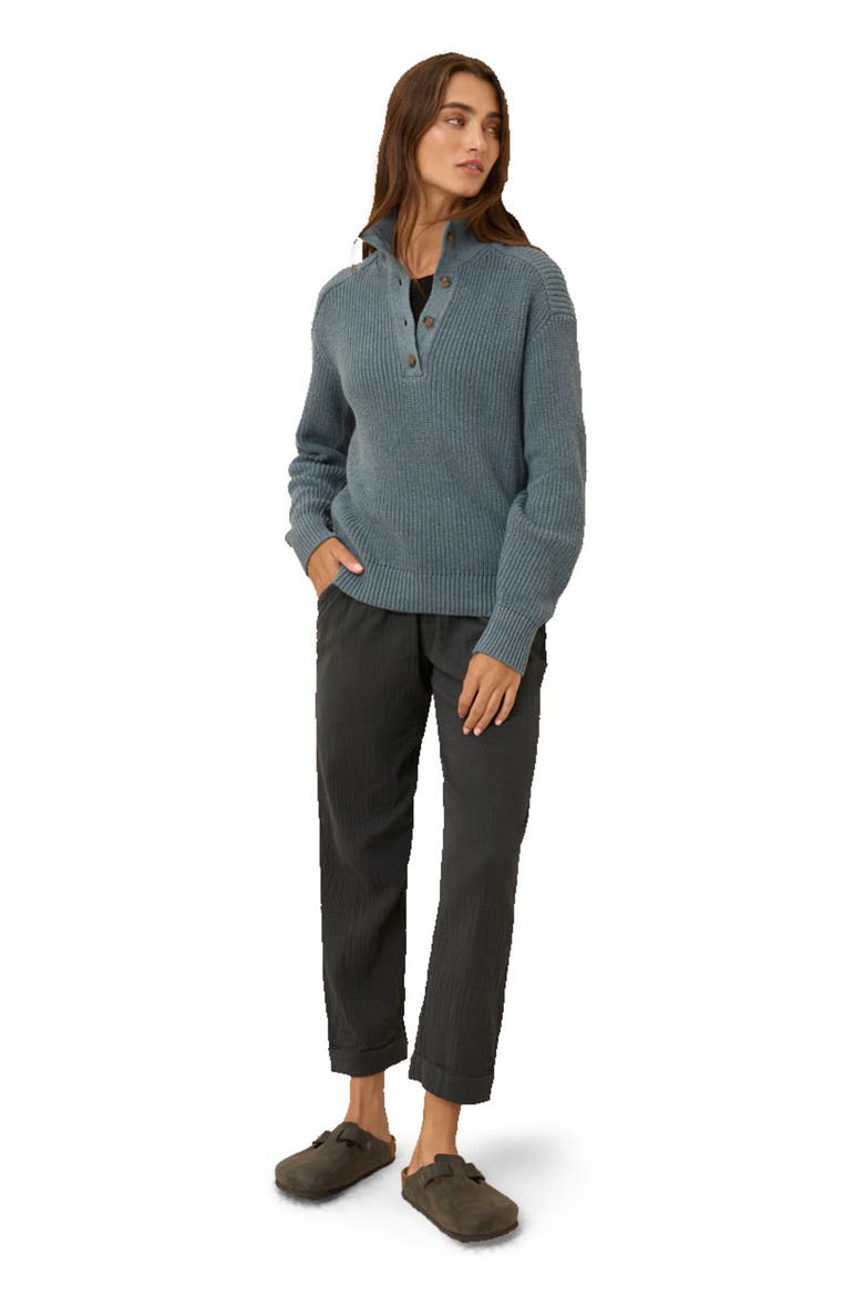 Luxe Knit Henley Sweater, Main, color, River Rock Heather