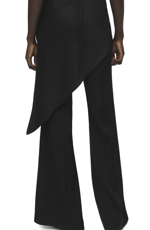 Mango Long Flare Leg Pants In Black