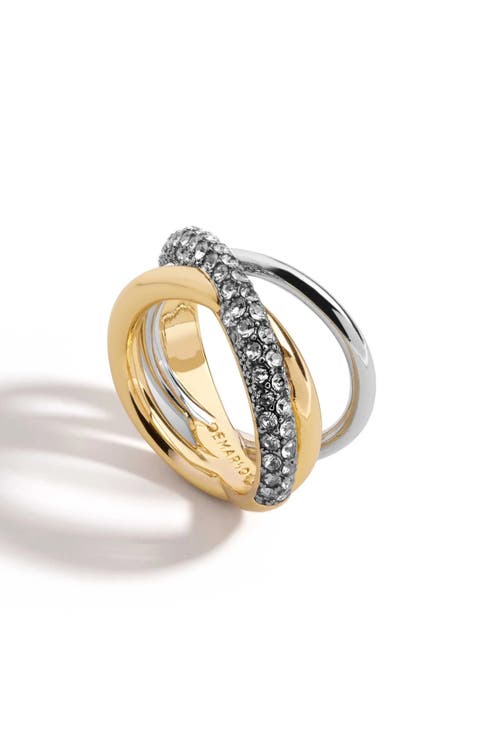 Aya Two-Tone Pavé Crisscross Pinky Ring