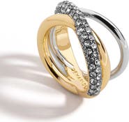 DEMARSON Aya Two-Tone Pavé Crisscross Pinky Ring