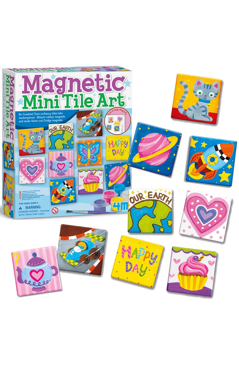 4M Magnetic Mini Tile Art Diy 12 Fridge Magnets Kit, Arts & Craft Set, Alternate, color, Multicolored