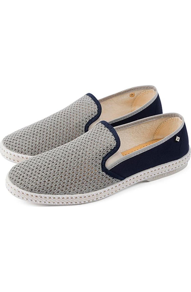 Rivieras Classic Canvas & Mesh Slip-On Loafer, Alternate, color, Navy And Light Blue