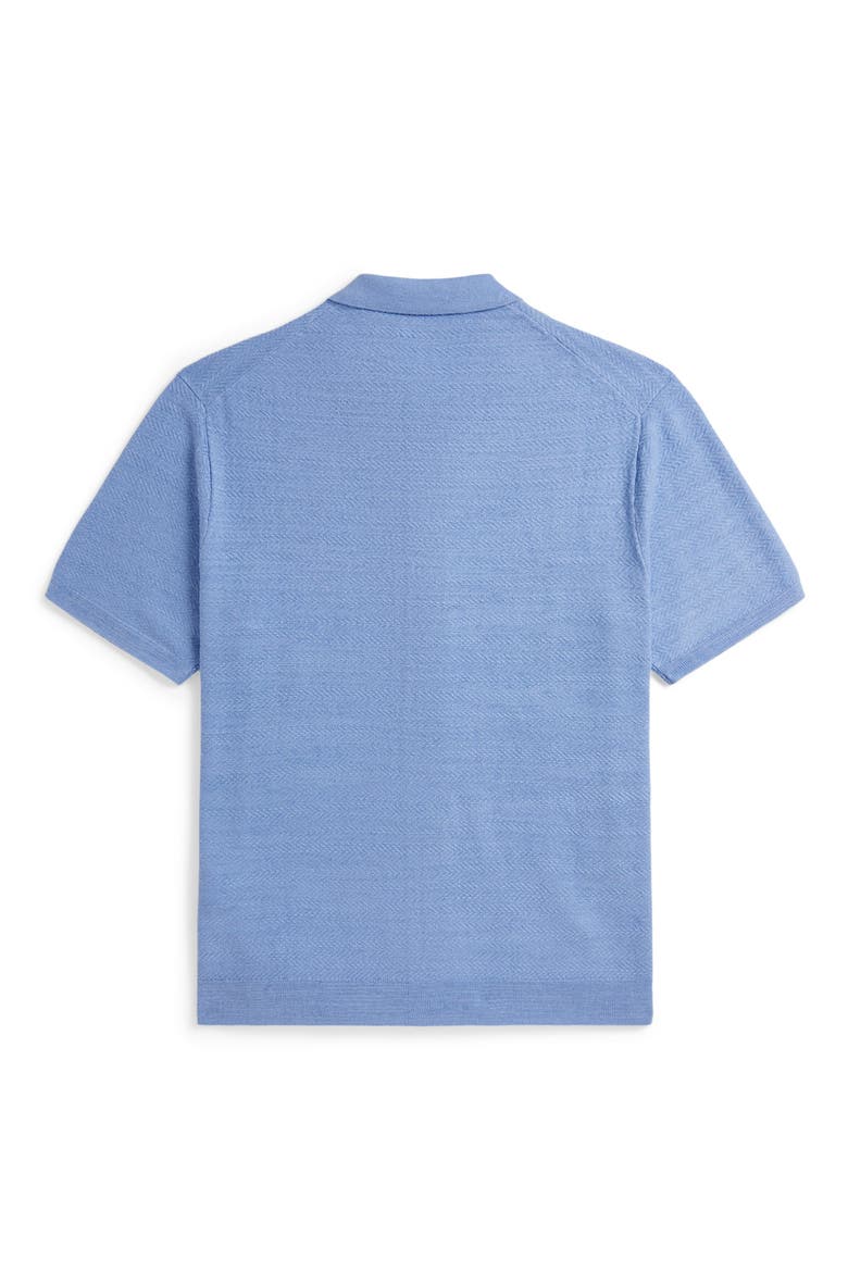 Cotton & Linen Short Sleeve Cardigan, Alternate, color, BRISTOL BLUE