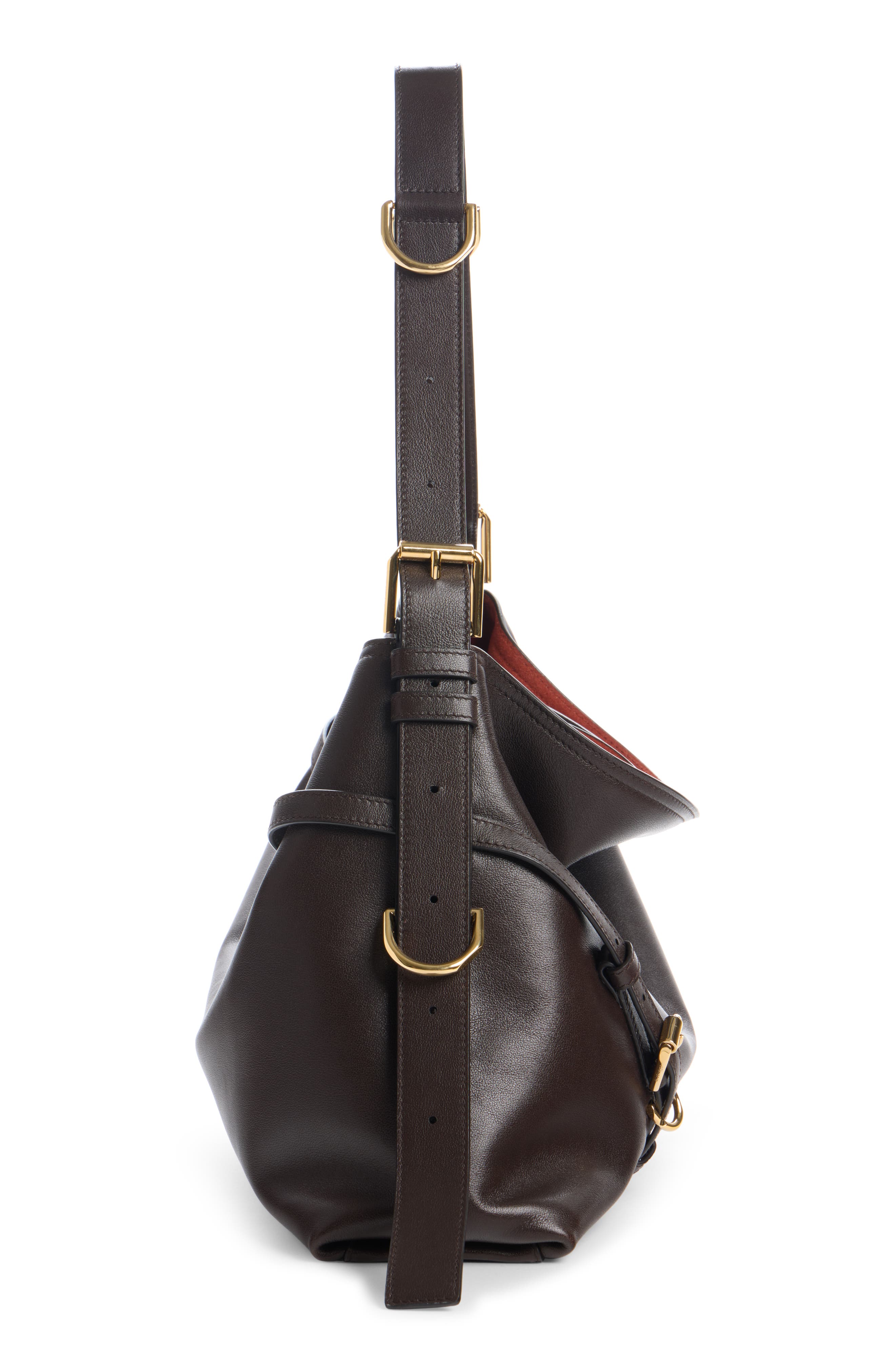 Medium Voyou Leather Shoulder Bag, Alternate, color, CHOCOLATE