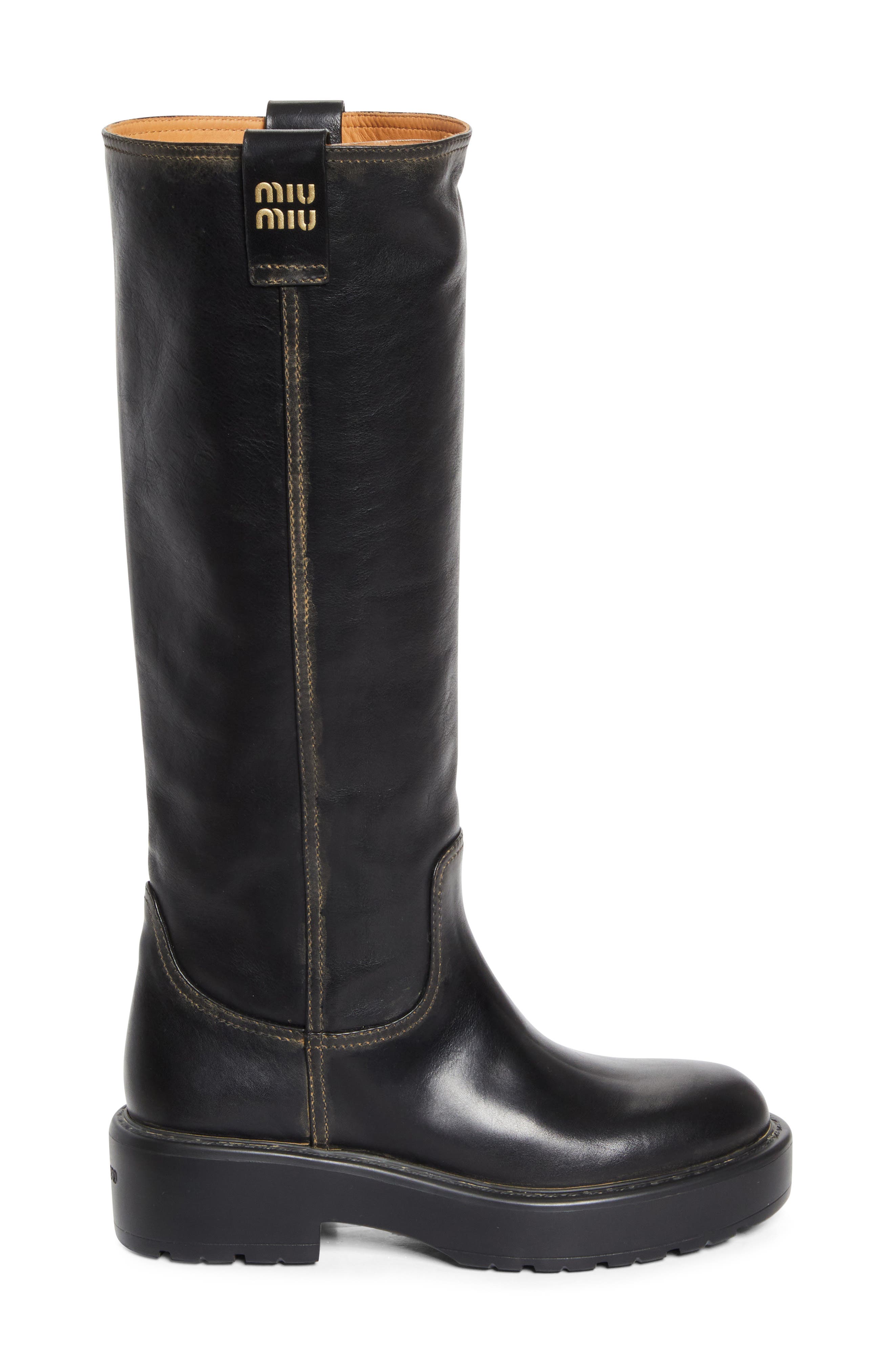 Miu Miu Knee High Boot, Alternate, color, Nero