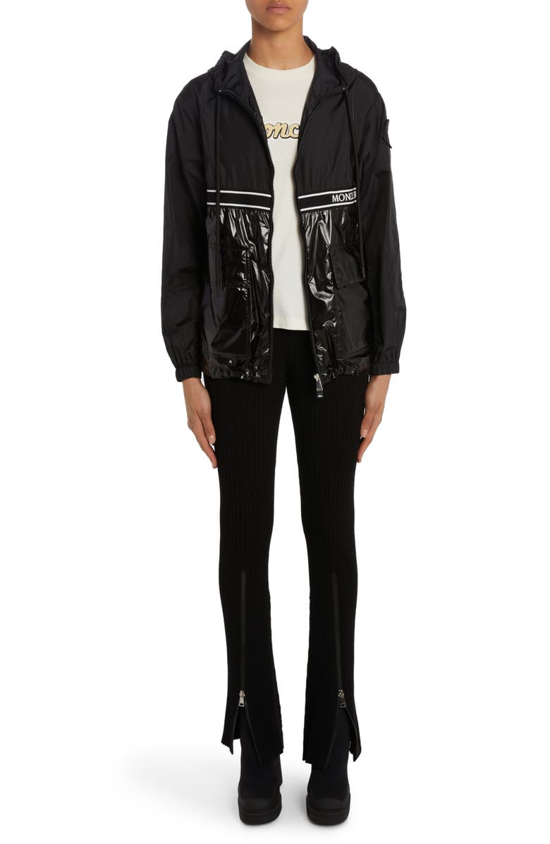 Moncler Komoe Mixed Media Hooded Jacket, Alternate, color,