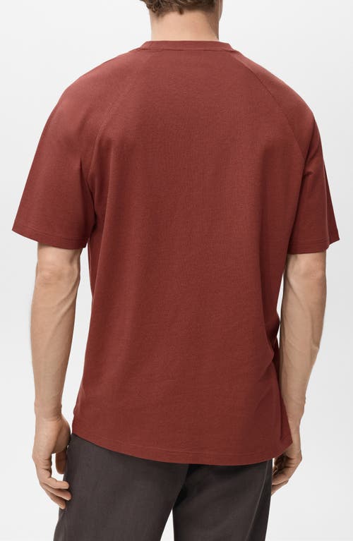 Mango Relaxed Fit Cotton & Linen Raglan T-shirt In Brown