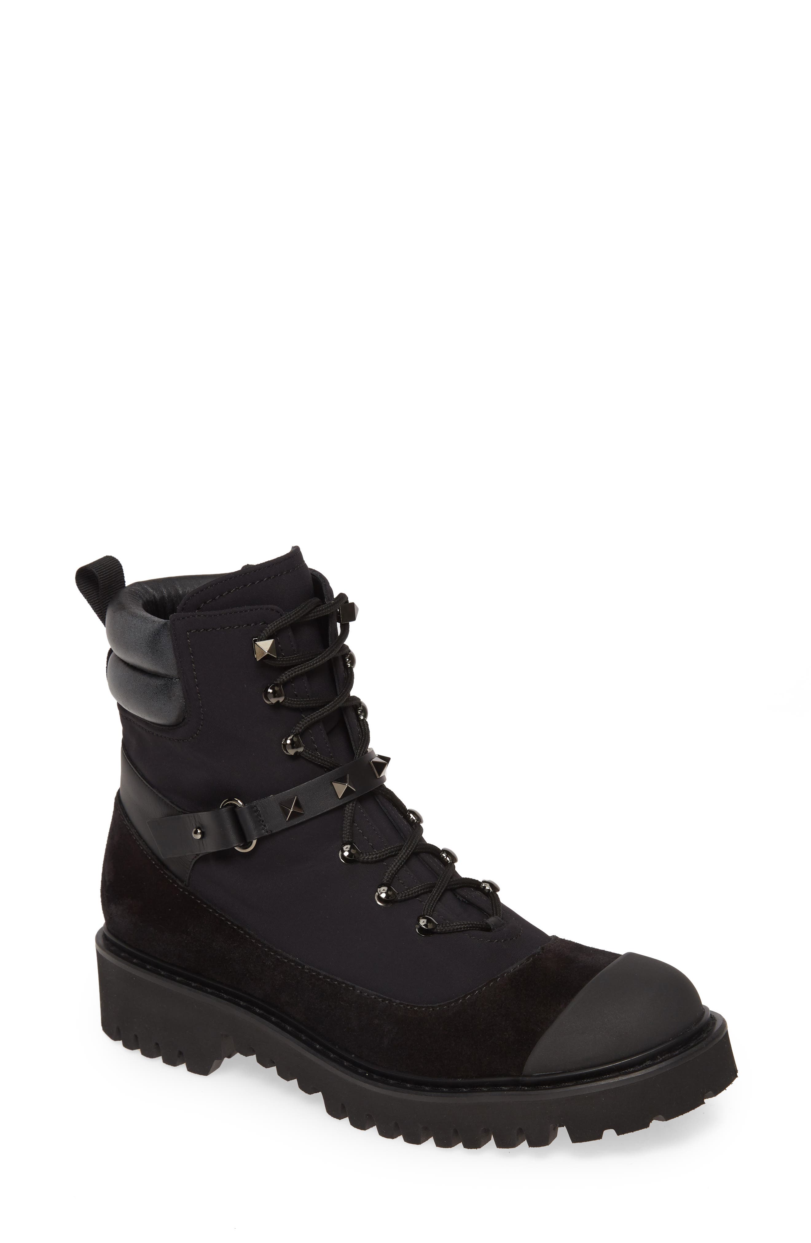 Valentino Garavani Rockstud Cap Toe Combat Boot, Main, color, 
