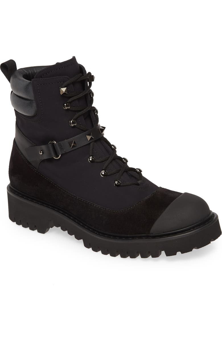 Valentino Garavani Rockstud Cap Toe Combat Boot, Main, color,