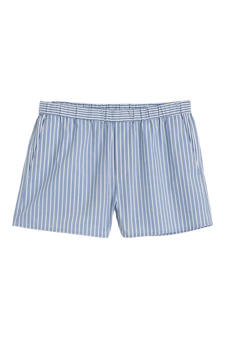 Stripe Poplin Pull-On Shorts, Alternate, color, TURQUOISE AND WHITE STRIPE