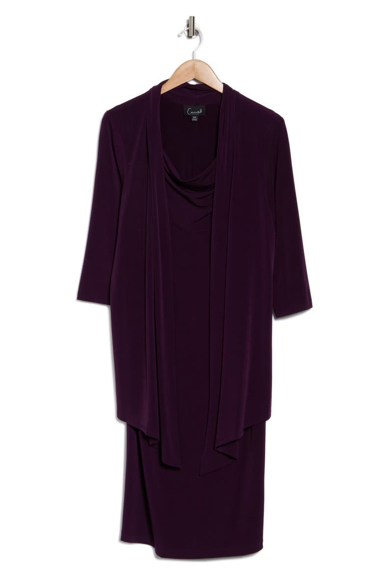 Knit Mock Jacket Dress, Alternate, color, AUBERGINE